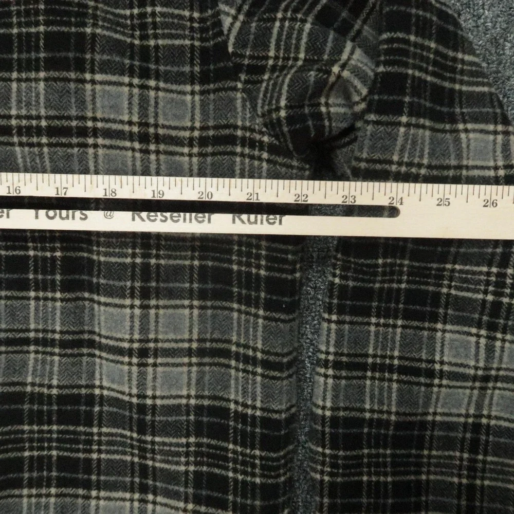 Eddie Bauer Jacket Mens Small Black Gray Plaid Sherpa Lined Wool Blend Outdoor‎